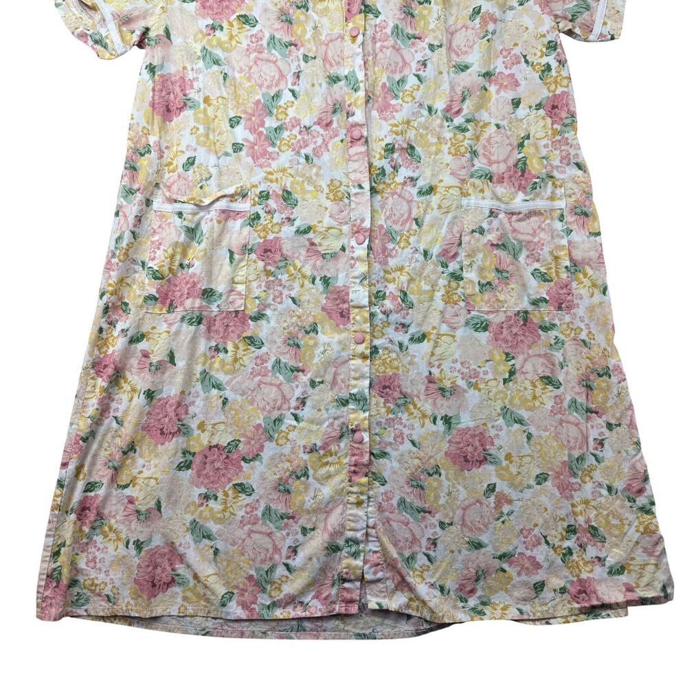 Yozly Dress Women's 2XL House Pastel Floral Short Sleeve Snap Front Pockets Top - Picture 8 of 11